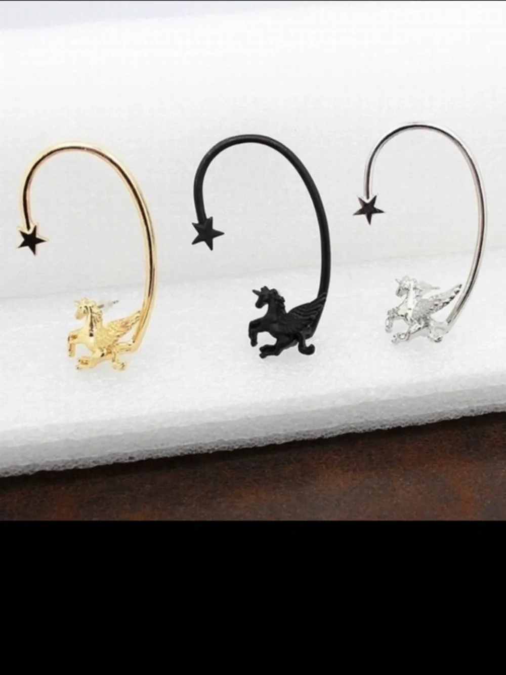 Unicorn Pegasus Silver Pierced Earring wEar-Cuff Shooting Star Festival
